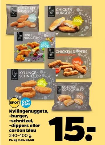 Netto Kyllingenuggets, burger, schnitzel, dippers eller cordon bleu tilbud
