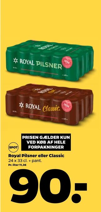Netto Royal Pilsner eller Classic tilbud