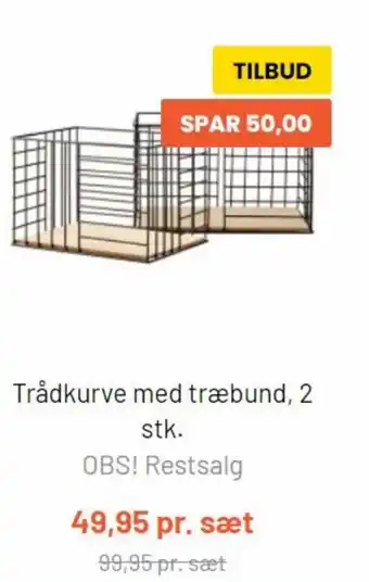 Trådkurve med træbund, 2 stk