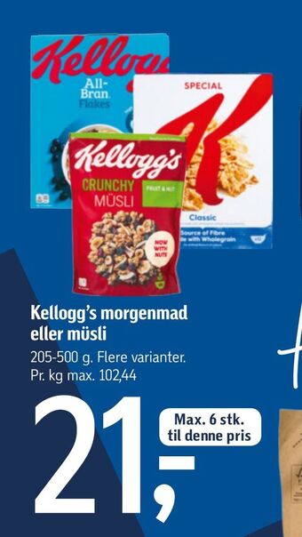Føtex Kellogg's morgenmad eller müsli tilbud