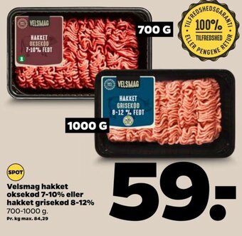 Netto Velsmag hakket oksekød 7-10% eller hakket grisekød 8-12% tilbud