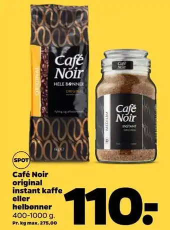 Netto Café Noir original instant kaffe elle helbønner tilbud