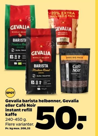 Netto Gevalia barista helbønner, Gevalia eller café Noir instant refill kaffe tilbud