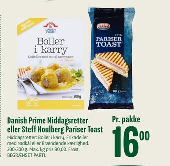 Min Købmand Danish Prime Middagsretter eller Steff Houlberg Pariser Toast tilbud