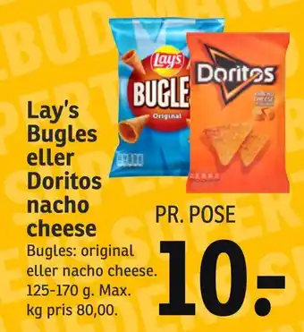 SPAR Lay's Bugles eller Doritos nacho cheese tilbud