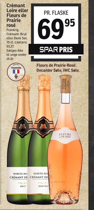 SPAR Crémant Loire eller Fleurs de Prairie rosé tilbud