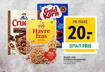 SPAR Quaker eller Guldkorn morgenmad tilbud