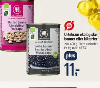 Føtex Urtekram økologiske bønner eller kikærter tilbud
