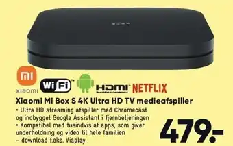 Bilka Xiaomi Mi Box S 4K ultra HD TV medieafspiller tilbud