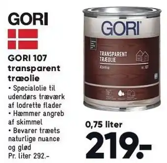 Bilka Gori 107 transparent træolie tilbud