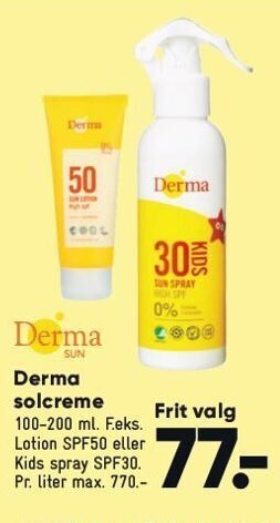 Bilka Derma solcreme tilbud