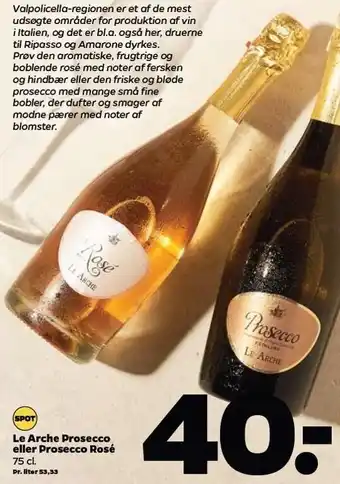 Netto Le Arche Prosecco el. Prosecco Rosé tilbud