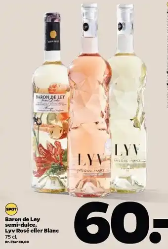 Netto Baron de Ley semi-dulce, Lyv Rosé el. Blanc tilbud