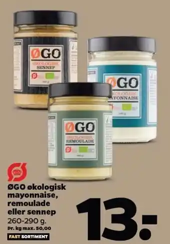 Netto Øko mayonnaise, remoulade el. sennep tilbud