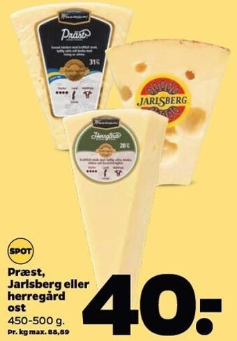 Netto Præst Jarlsberg el. herregård ost tilbud