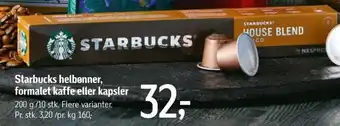 Føtex Starbucks helbønner, formalet kaffe eller kapsler tilbud