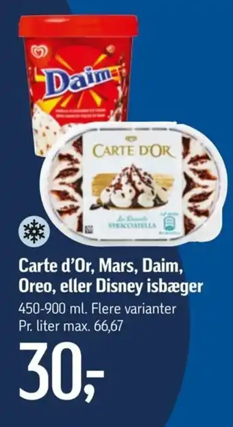 Føtex Carte d'Or, Mars, Daim, Oreo, eller Disney isbæger tilbud
