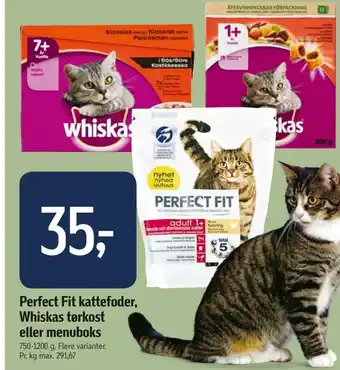 Føtex Perfect Fit kattefoder,Whiskas tørkost eller menubooks tilbud