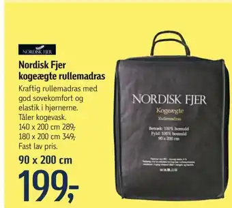 Nordisk Fjer kogeægte rullemadras