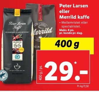 Lidl Peter Larsen eller Merrild kaffe tilbud