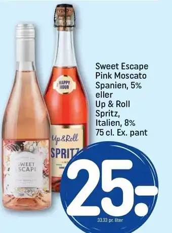 REMA 1000 Sweet Escape Pink Moscato el. Up & Roll Pritz tilbud