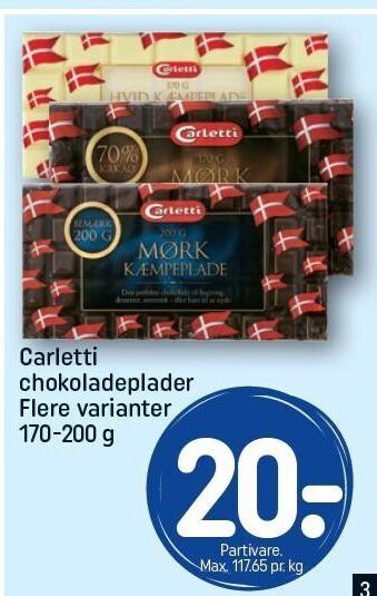 REMA 1000 Carletti chokoladeplader tilbud