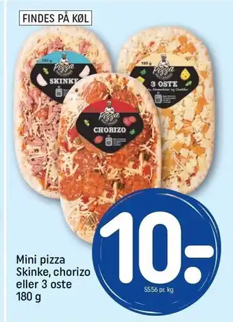 REMA 1000 Mini pizza skinke, chorico el. 3 oste tilbud
