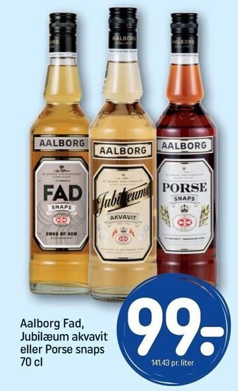 REMA 1000 Aalborg Fad, Jubilæum akvavit el. Porse snaps tilbud