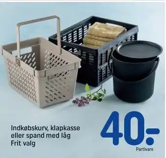 REMA 1000 Indkøbskurv, klapkasse eller spand medlåg tilbud