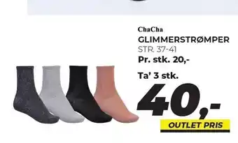 Dansk Outlet Glimmerstrømper - 3 stk. tilbud