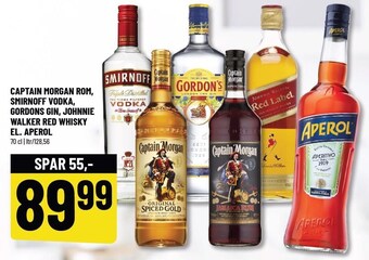 Løvbjerg Captain Morgan rom, Smirnoff vodka, Gordons gin, Johnnie Walker Red whisky el. Aperol tilbud