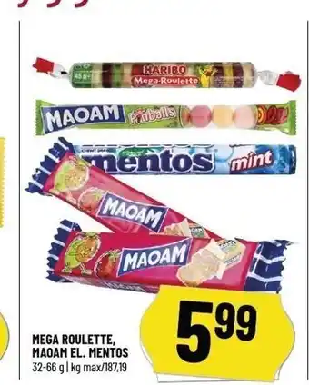 Løvbjerg Mega roulette, maoam el. mentos tilbud
