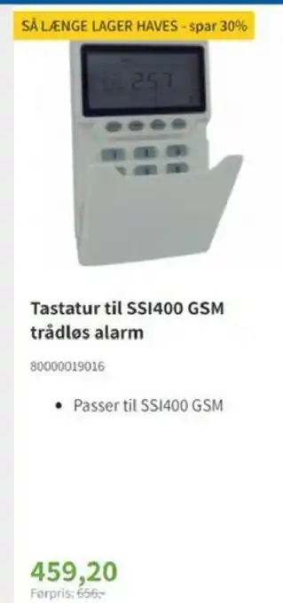 Tastatur til SSI400 GSM trådlos alarm