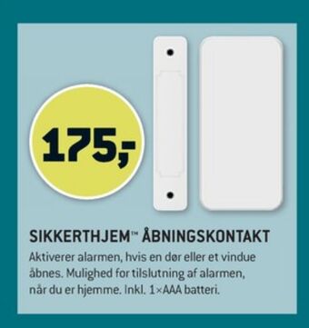 XL-BYG Sikkerthjem åbningskontakt tilbud