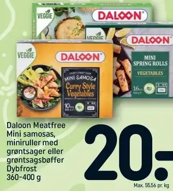 Daloon meatfree mini samosas, miniruller m. grøntsager el. grøntsagsbøffer