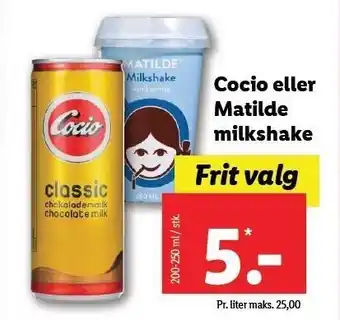 Lidl Cocio eller MAtilde milshake tilbud