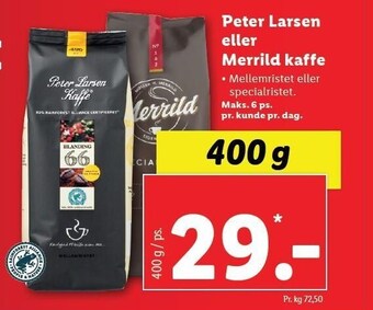 Lidl Peter Larsen eller merrild kaffe tilbud