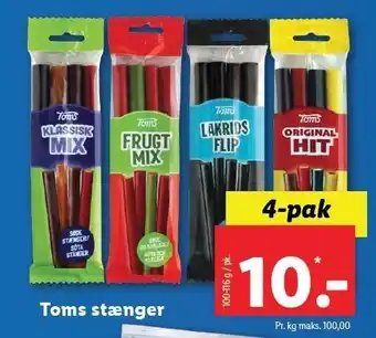 Lidl Toms stænger 4-pak tilbud
