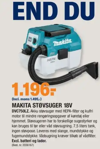Stark Makita Støvsuger 18V tilbud
