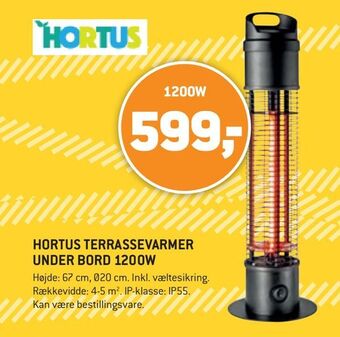 XL-BYG Hortus terrassevarmer under bord 1200w tilbud