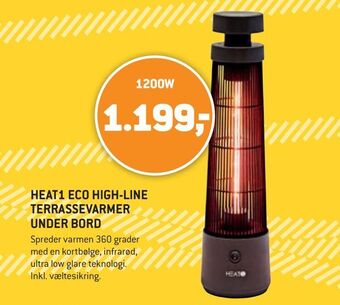 XL-BYG Heat1 eco high-line terrassevarmer under bord tilbud