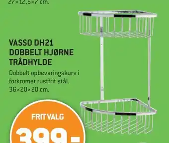 Vasso dh21 dobbelt hjørne trådhylde