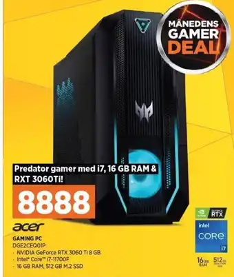 Power Acer Gaming PC DGE2CEQ1P tilbud