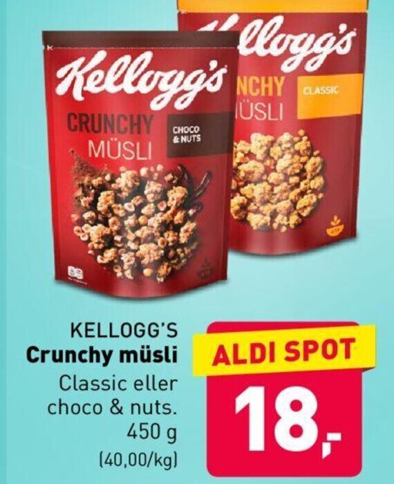 Crunchy müsli tilbud hos ALDI