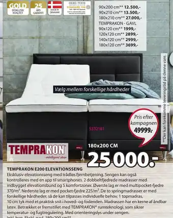 JYSK Temprakon E200 Elavationsseng tilbud