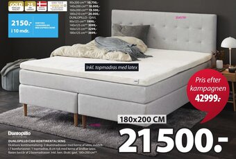JYSK Dunlopillo C300 Kontinentalseng tilbud