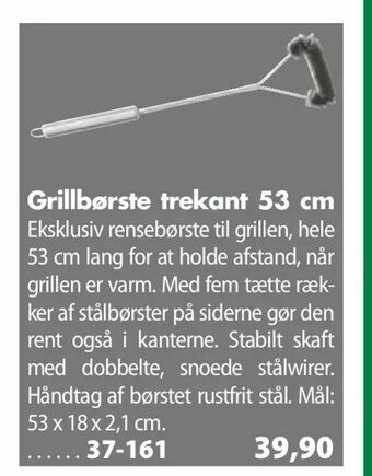 Grillbørste trekant 53 cm