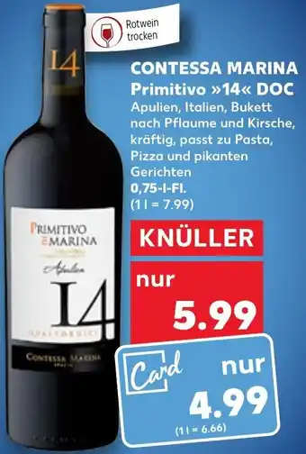 Kaufland DE Contessa Marina Primitivo 14 DOC 0,75 L tilbud