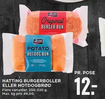 MENY Hatting burgerboller el. hotdogbrød tilbud