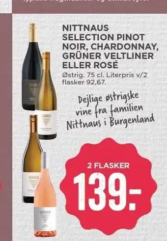 MENY Nittnaus selection pinot noir, Chardonnay, Grüner veltliner el. rosé tilbud